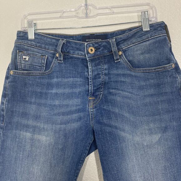 Scotch & Soda Amsterdams Blauw Ralston Shorts Mens 31 Denim Button Fly Stretch - Picture 3 of 16